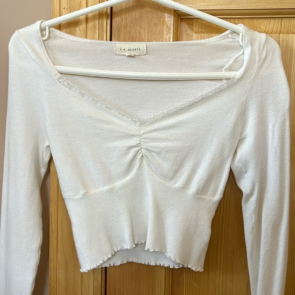 L.A Hearts Pacsun white lace long sleeve xs